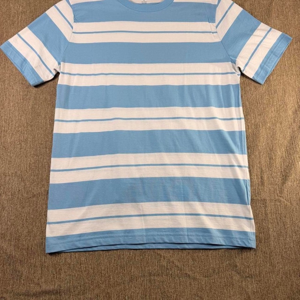 Old Navy Soft-Washed Light Blue Striped Short Sleeve Crewneck T-Shirt Size M